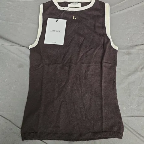 LOUNGE KNITTED VEST TOP – CHOCOLATE, UK M