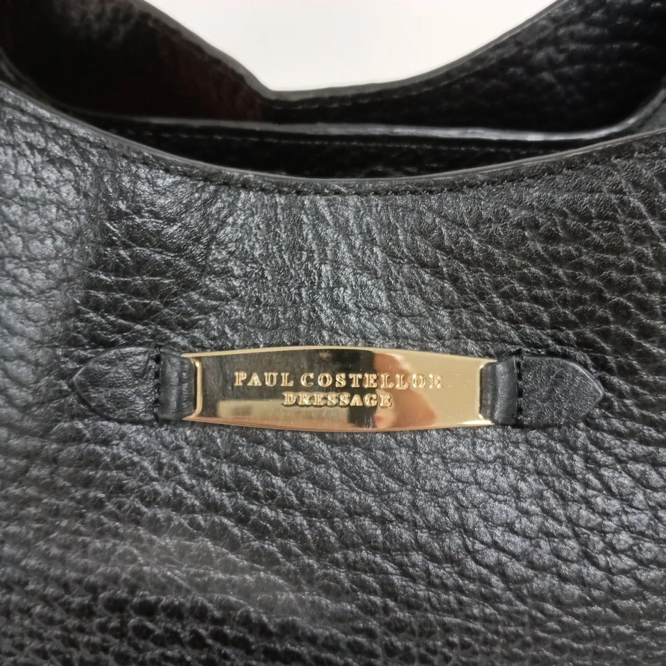 PAUL COSTELLOE DRESSAGE BLACK PEBBLED LEATHER HANDBAG