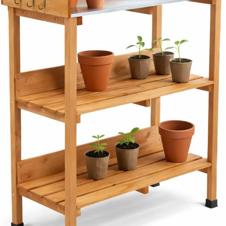 BOXED 4195 WOODEN POTTING TABLE FLOWER PLANT WORKBENCH GARDEN GREENHOUSE