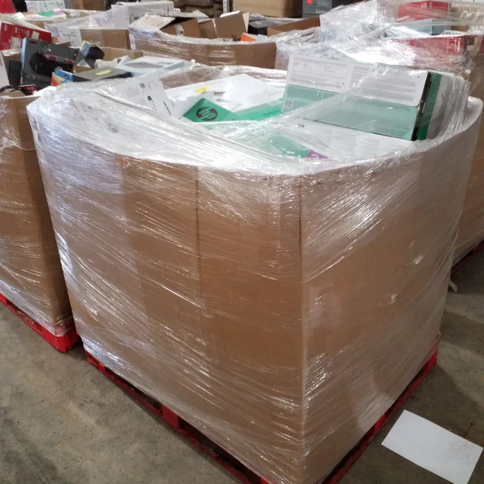 PALLET CONTAINING ASSORTED ELECTRICAL PRODUCTS INCLUDING PRINTERS, SPEAKER SYSTEM, WIFI EXTENDER, GAMING KIT & CABLES