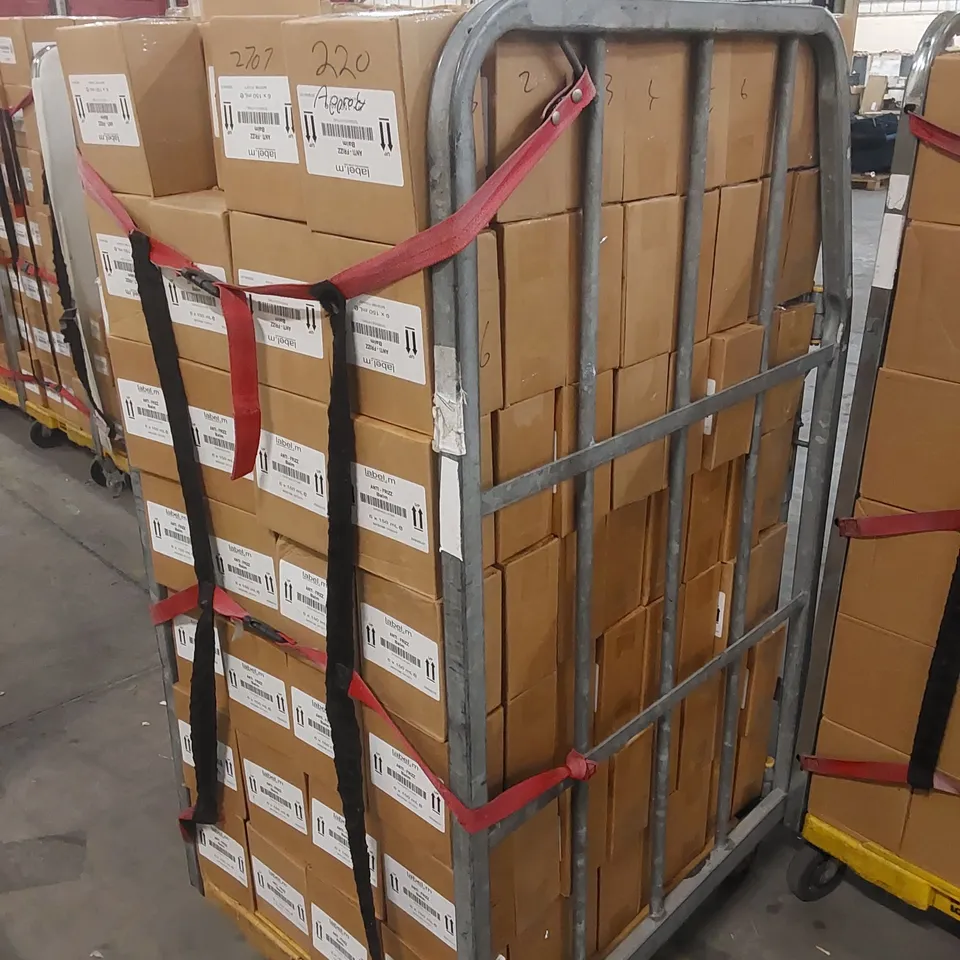 CAGE TO CONTAIN APPROX 220 X BOXES OF LABEL.M ANTI-FRIZZ HAIR BALM - 6 X 150ml PER BOX // CAGE NOT INCLUDED 