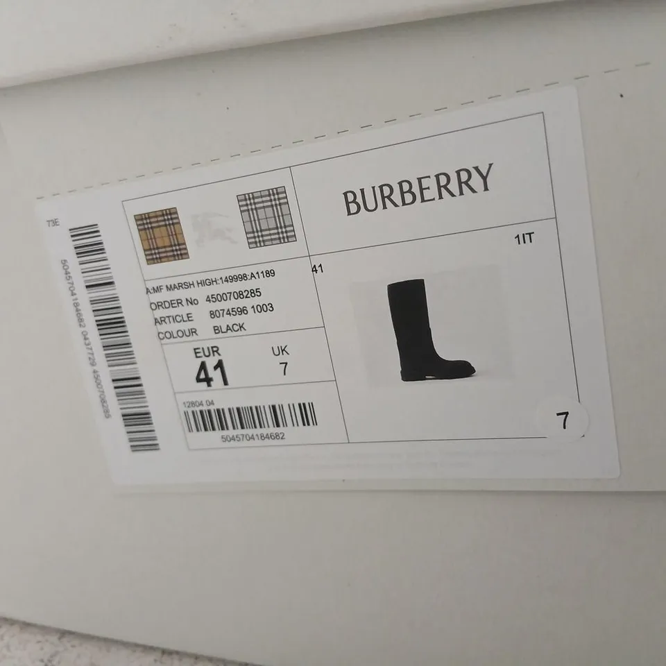 BURBERRY BLACK KNEE-HIGH BOOTS, UK 7 (EUR 41)