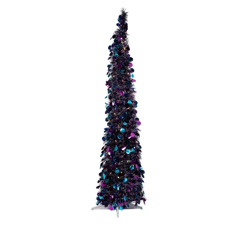 HOME REFLECTIONS POP UP 5FT TINSEL TREE - PURPLE