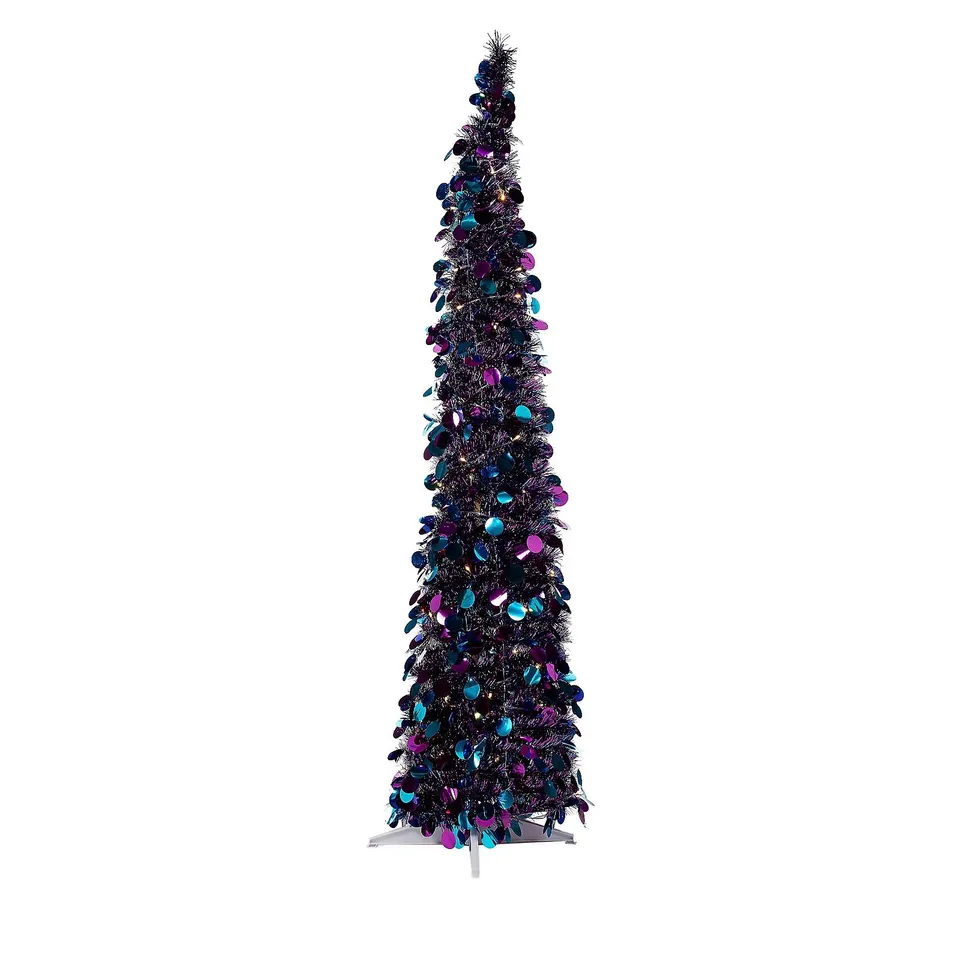 HOME REFLECTIONS POP UP 5FT TINSEL TREE - PURPLE