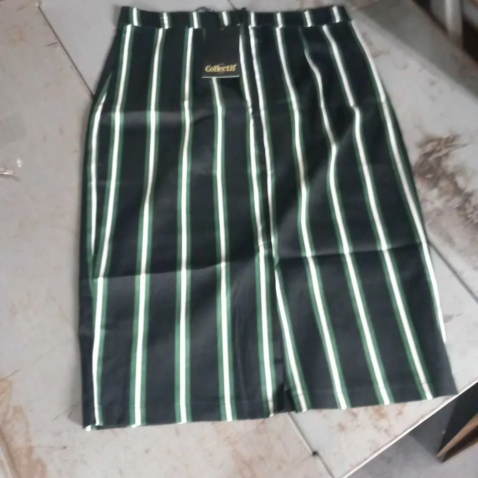 APPROXIMATELY 4 COLLECTIF LONDON POLLY WITCH STRIPES PENCIL SKIRTS AND 2 MIMI WITCH STRIPES TOPS ASSORTED SIZES