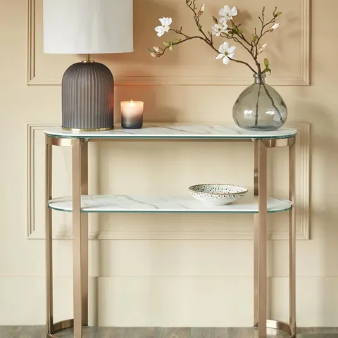 BOXED DANETTI ISLA NATURAL CERAMIC CONSOLE TABLE (2 BOXES)