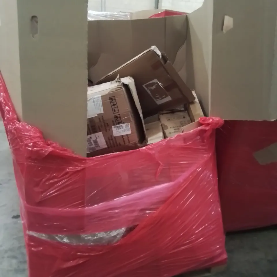 PALLET OF ASSORTED HOUSEHOLD ITEMS TO INCLUDE WOLVERINE PAPER SHREDDER, TOWER FAN AND DINING SET