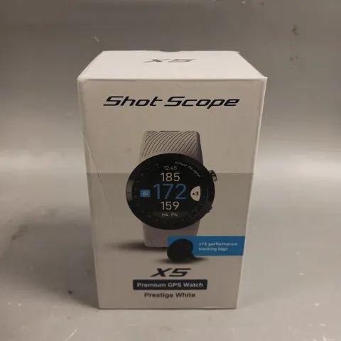 BOXED SEALED SHOT SCOPE X5 PREMIUM GPS WATCH IN PRESTIGE WHITE