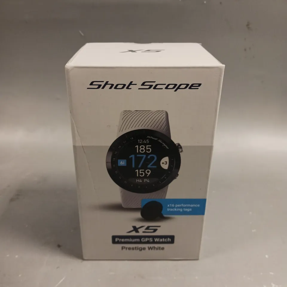 BOXED SEALED SHOT SCOPE X5 PREMIUM GPS WATCH IN PRESTIGE WHITE 