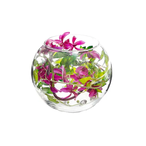 PEONY DANCING ORCHID & FOLIAGE IN FISH BOWL