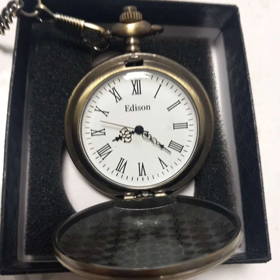MENS EDISON POCKET WATCH WITH CHAIN – BRAND NEW IN BOX