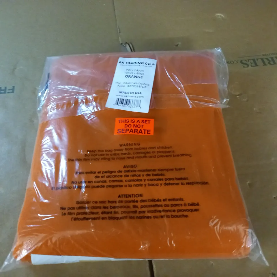 SET OF 2 ORANGE BACKDROP CURTAINS - 10FEET X 8FEET