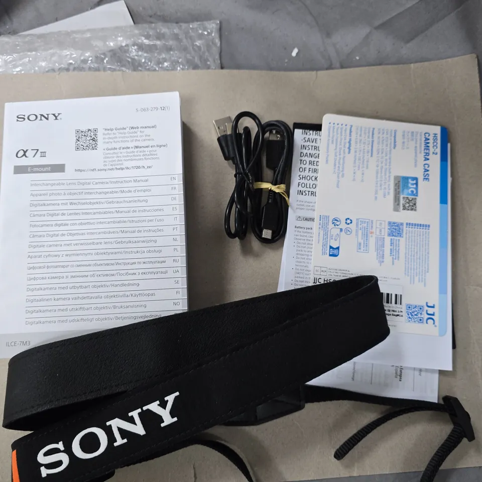 SONY ALPHA A7 III MIRRORLESS CAMERA BODY (ILCE-7M3) – WITH STRAP, MANUALS AND CABLES