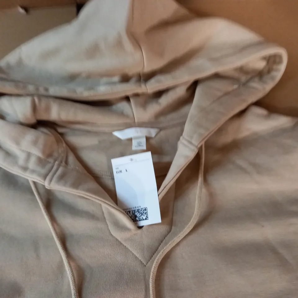 H&M EXTRA LONG HOODIE IN BEIGE - EUR L