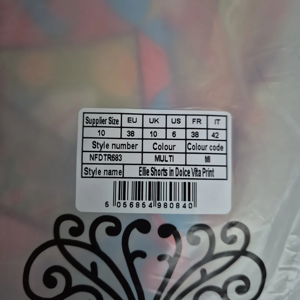 BAGGED NEVER FULLY DRESSED ELLIE SHORTS IN DOLCE VITA PRINT – UK 10 (EU 38)
