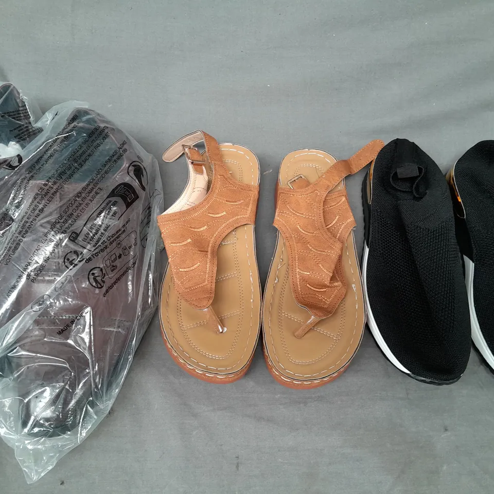 BOX OF APPROXIMATELY 15 ASSORTED PAIRS OF SHOES AND FOOTWEAR ITEMS IN VARIOUS COLOURS, STYLES, AND SIZES - COLLECTION ONLY