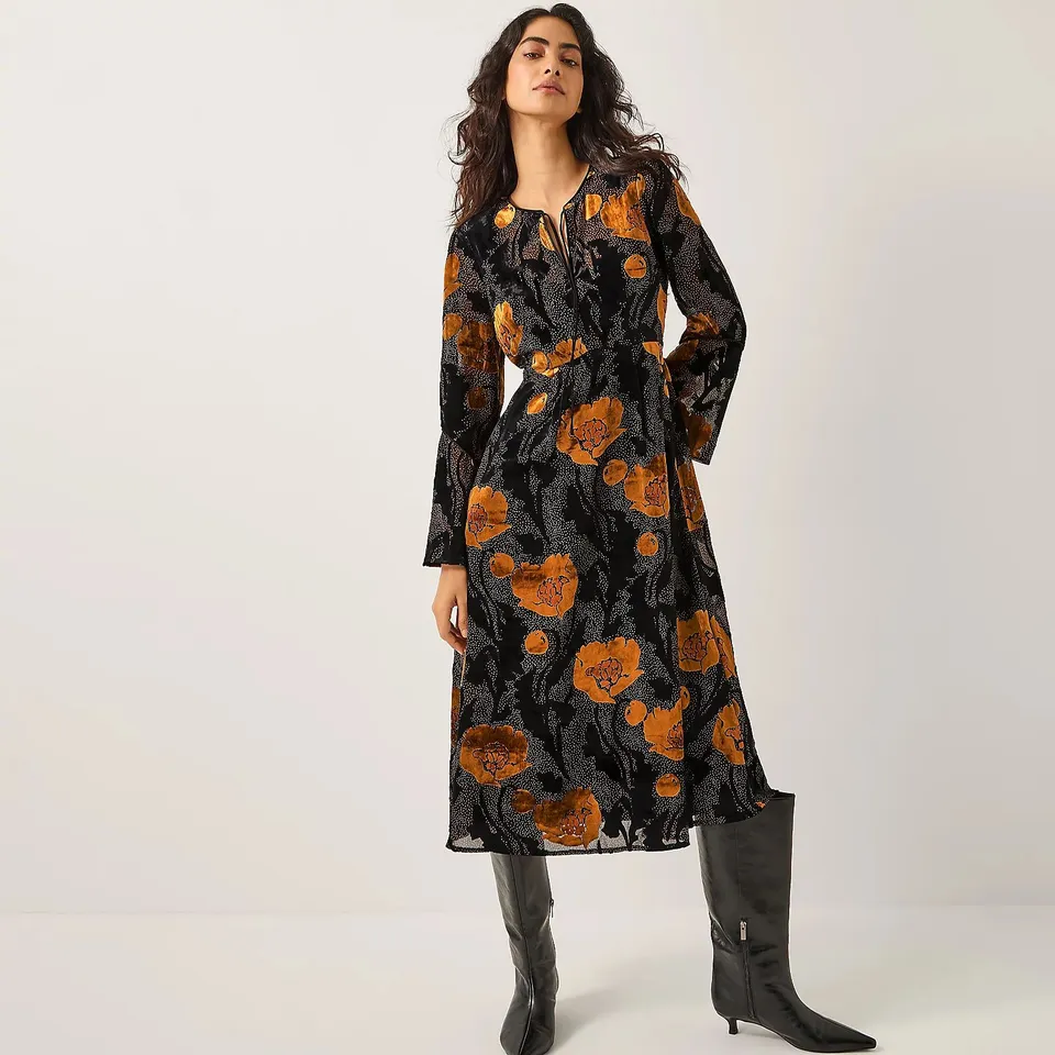 MONSOON REESE DEVORE DRESS BLACK SIZE 20