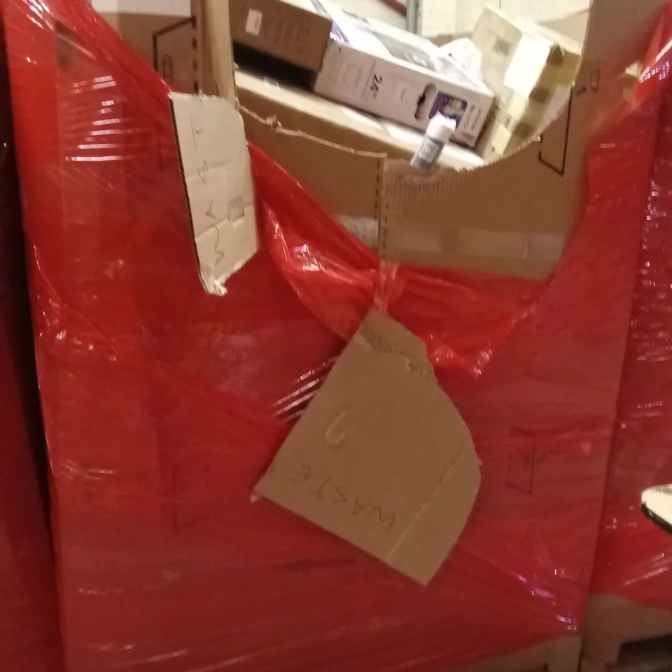 PALLET OF ASSORTED HOUSEHOLD GOODS AND PRODUCTS TO INCLUDE;TV, COFFEE MACHINE,ROLLED UP MATTRESS
