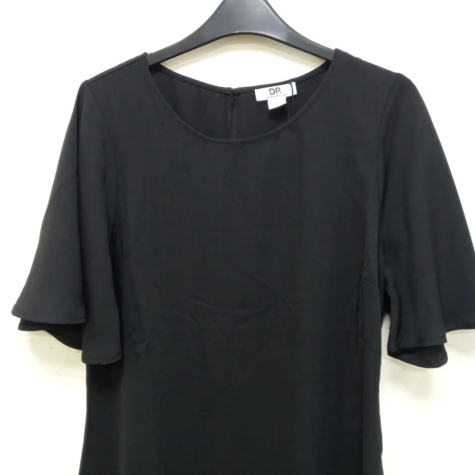 DOROTHY PERKINS FLUTTER SLEEVE MINI DRESS IN BLACK - SIZE 14