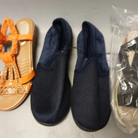 BOX OF APPROXIMATELY 10 ASSORTED PAIRS OF SHOES AND FOOTWEAR ITEMS IN VARIOUS COLOURS, STYLES, AND SIZES - COLLECTION ONLY