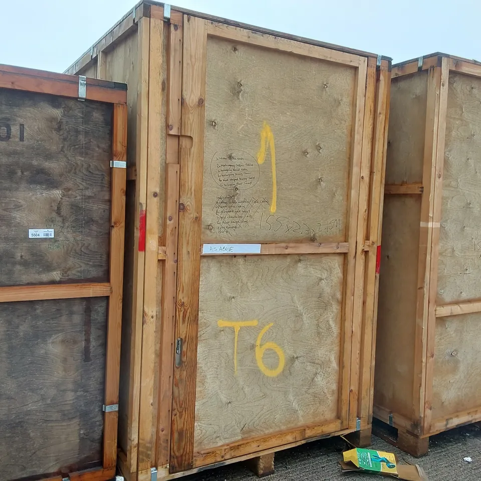 EMPTY WOODEN SHIPPING CRATE - APPROXIMATELY 1.55 x 2.3 x 2.15m