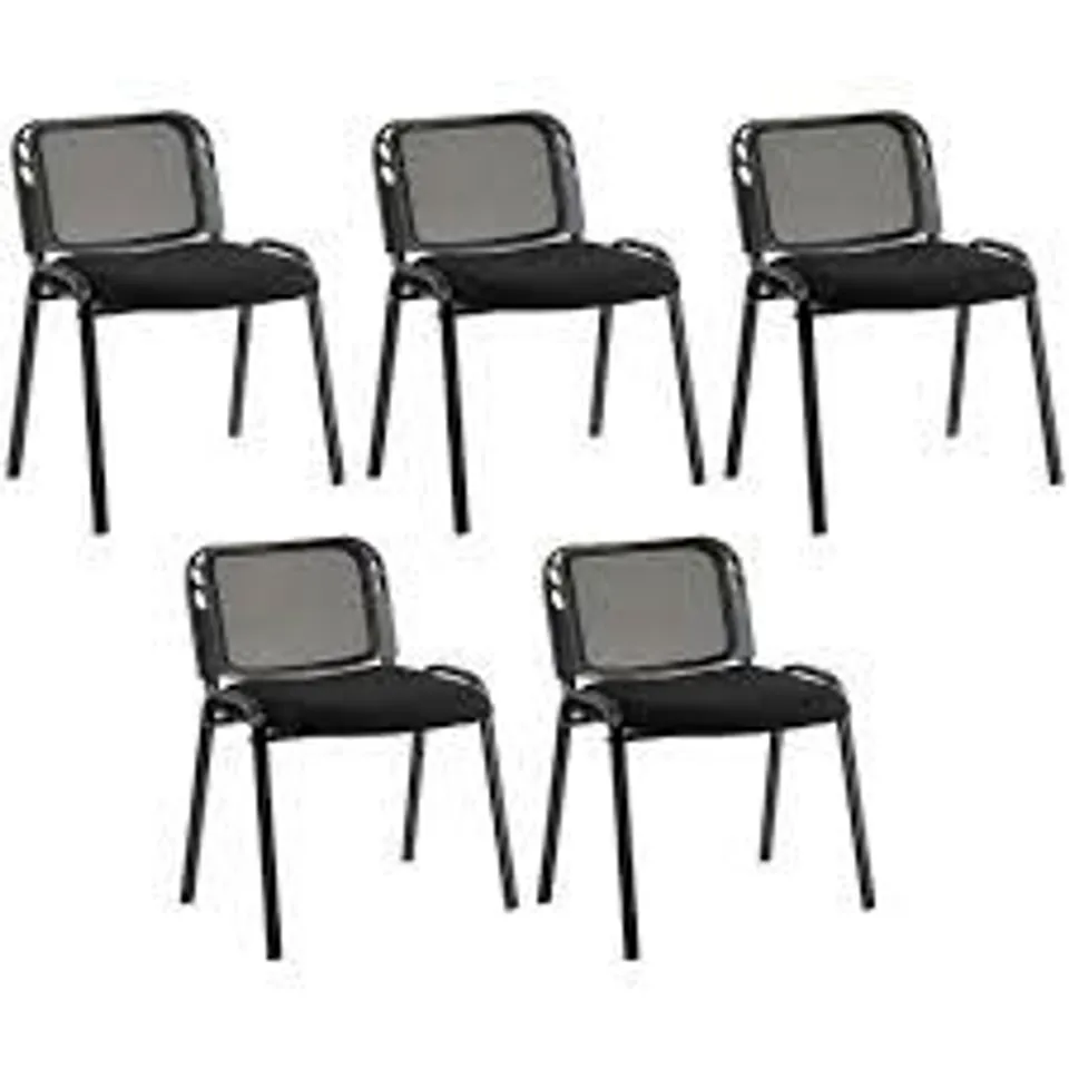 COSTWAY BLACK WATERFALL SEAT WAITING ROOM CHAIR 5 PACK