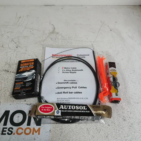 APPROXIMATELY 10 ASSORTED VEHICLE PARTS/ACCESSORIES TO INCLUDE METAL POLISH, SCRATCH REPAIR, SPRAY GUN ATTACHMENT ETC  