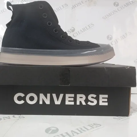 BOXED PAIR OF CONVERSE ALL STAR SHOES IN BLACK UK SIZE 10