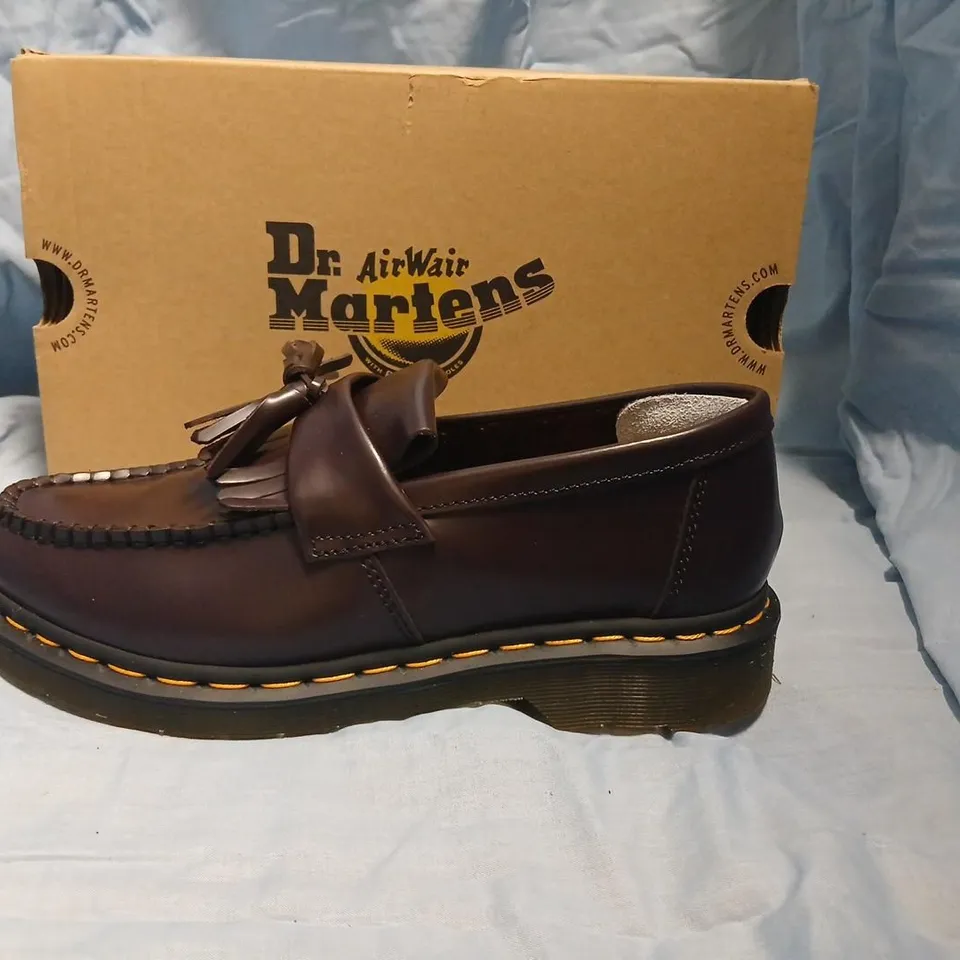 DR. MARTENS ADRIAN YS BURGUNDY SMOOTH LEATHER LOAFERS – UK 8