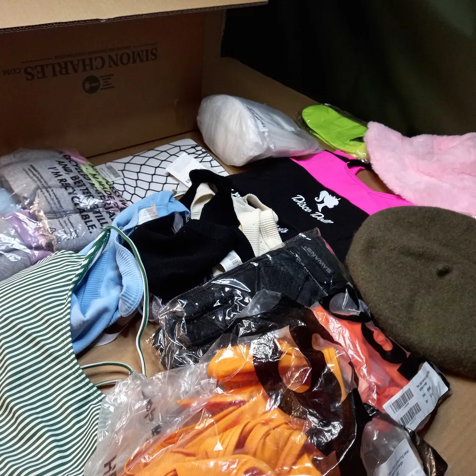 LOT OF APPROX. 15 ASSORTED CLOTHING ACCESSORIES  IN VARYING SIZES/COLOURS/STYLES TO INCLUDE: BRA'S, HAT, BAGS