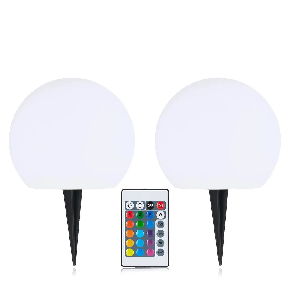 GARDEN REFLECTIONS SET OF 2 15CM COLOUR CHANGING SOLAR ORBS WITH REMOTE