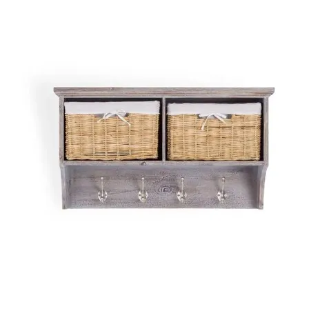 BOXED ERICA WALL 4 HOOK WALL MOUNTED COAT RACK WITH STORAGE