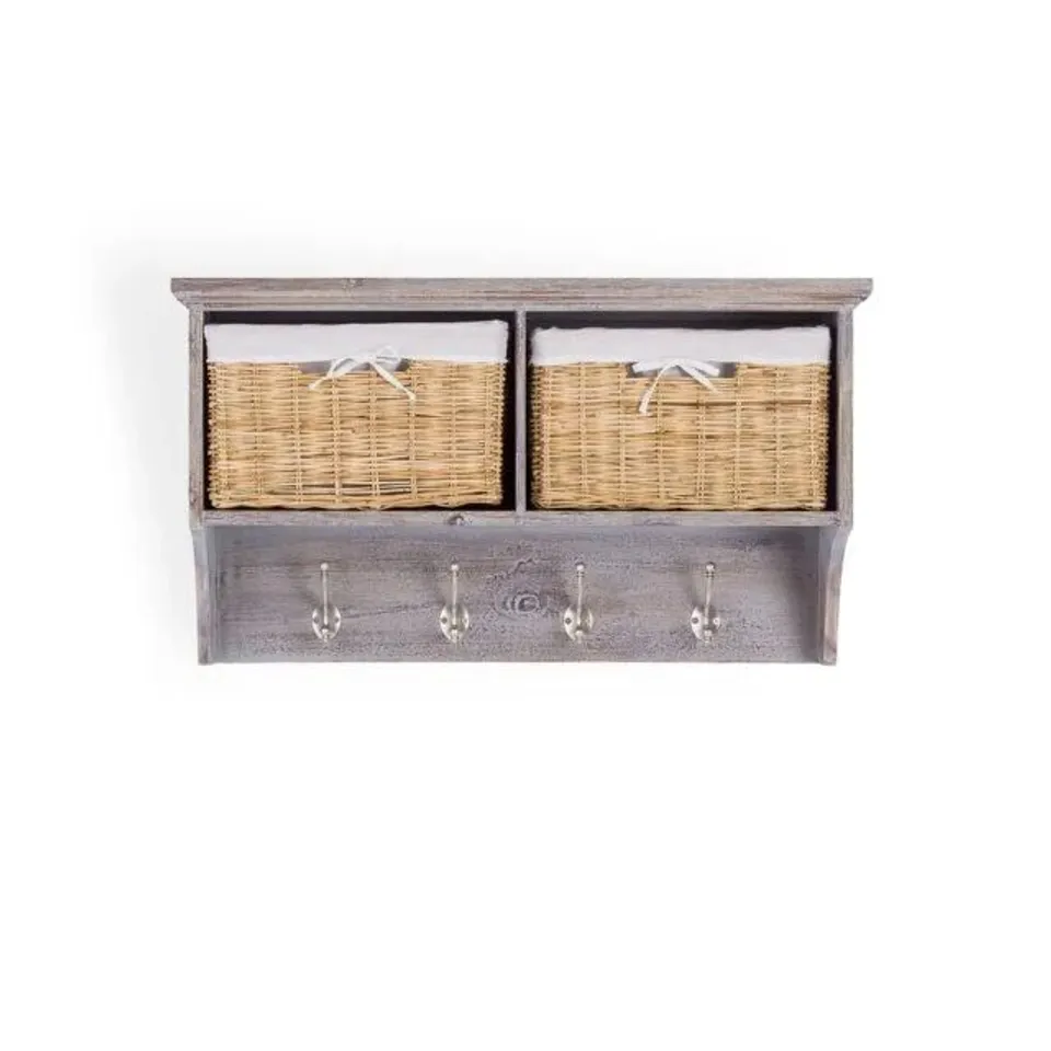 BOXED ERICA WALL 4 HOOK WALL MOUNTED COAT RACK WITH STORAGE