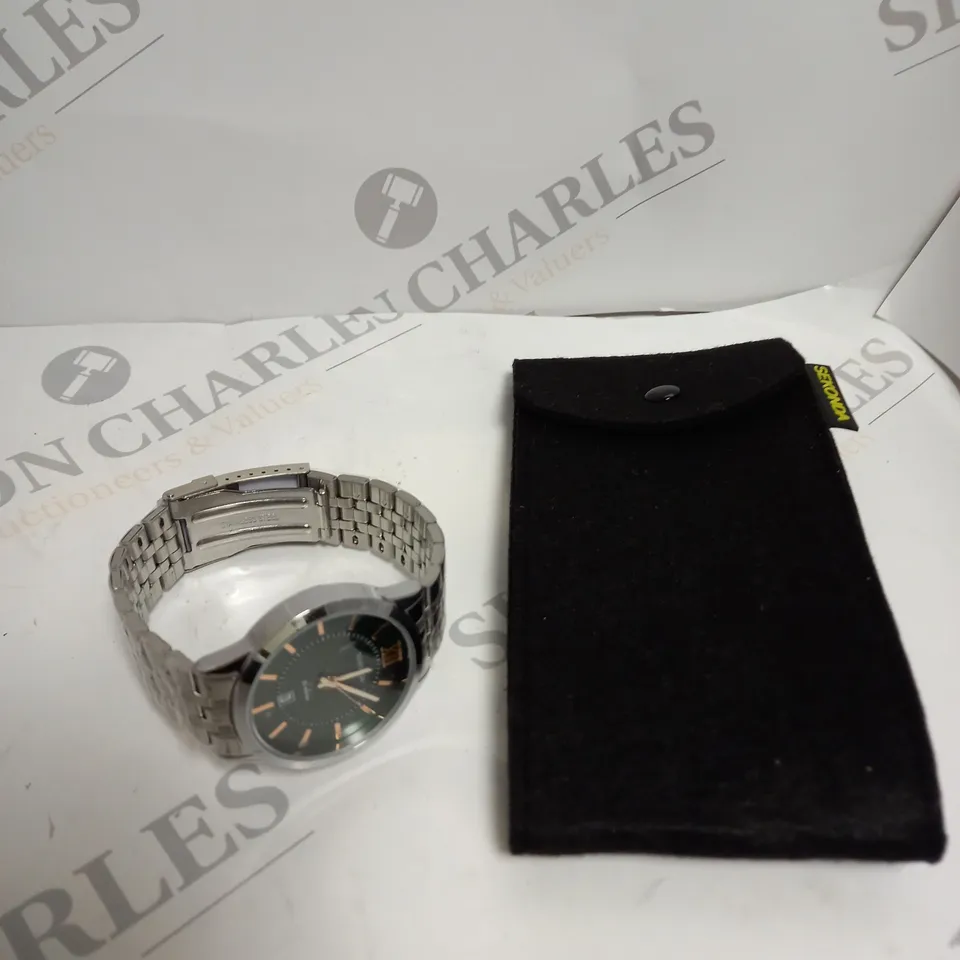 SEKONDA GREEN DIAL CHAIN LINK WATCH 