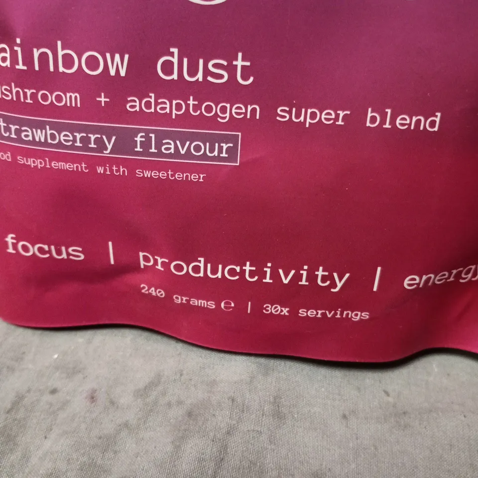 SPACEGOODS RAINBOW DUST – MUSHROOM + ADAPTOGEN SUPER BLEND, STRAWBERRY FLAVOUR (240 G, 30X SERVINGS)