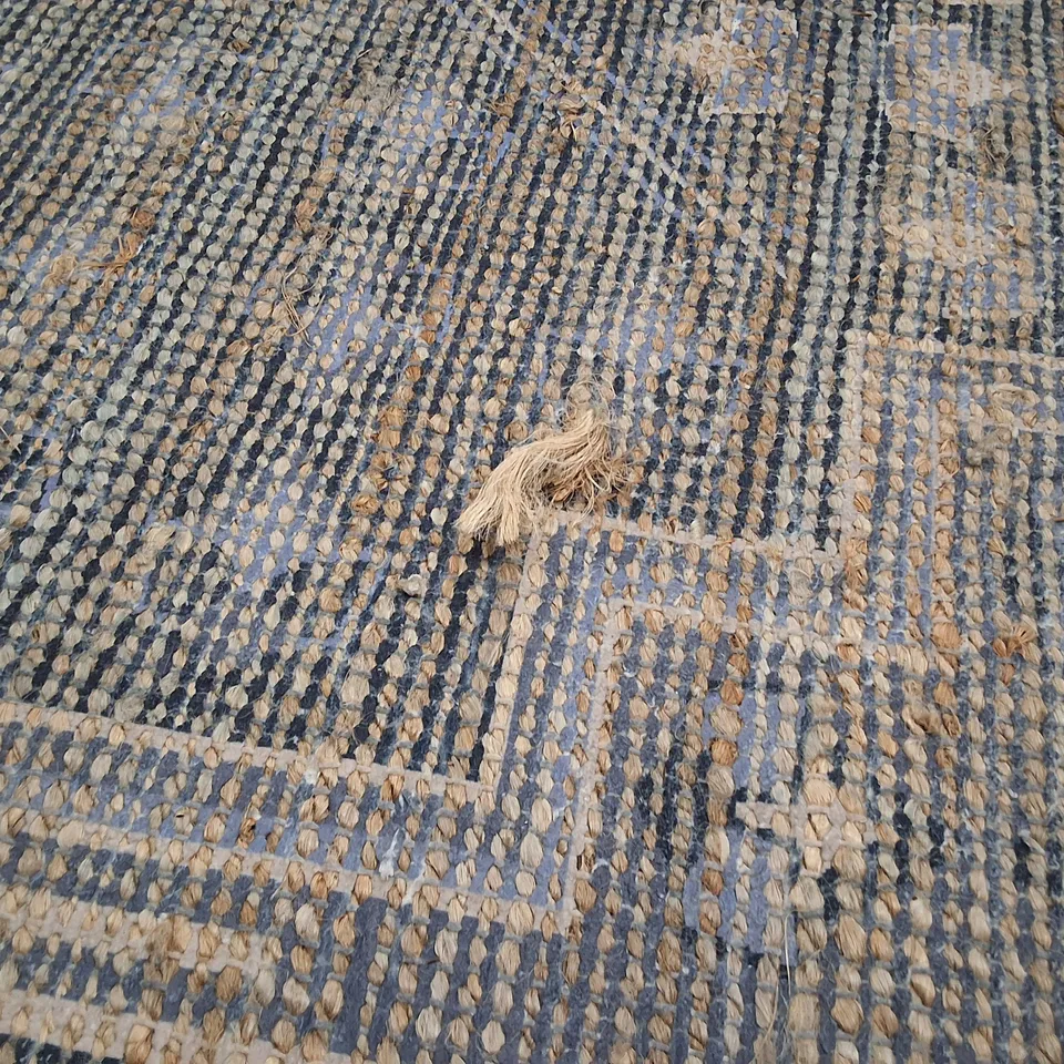 BLUE-GREY GEOMETRIC PATTERN RUG APPROXIMATELY 240×330CM