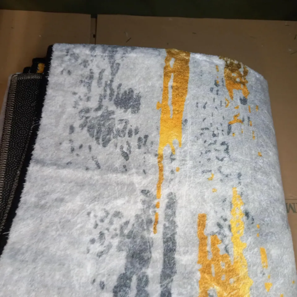 DESIGNER STYLE RUG IN GREY/YELLOW