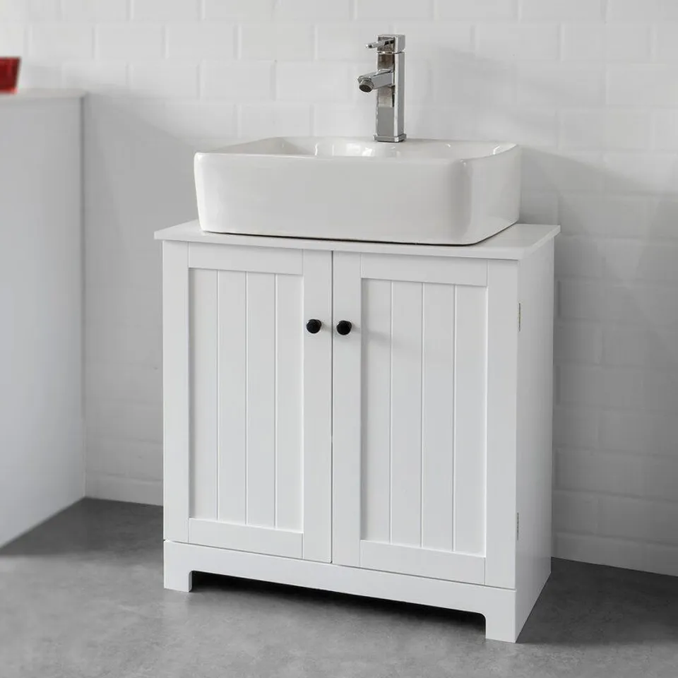 BOXED JOICE 60 CM X 60CM FREE STANDING BATHROOM SHELF - WHITE