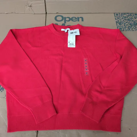 UNIQLO WOMENS SMOOTH COTTON CREW NECK SWEATER IN RED - MEDIUM