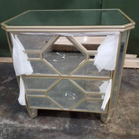 MIRRORED 2 DRAWER BEDSIDE TABLE