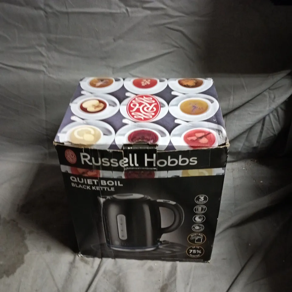 RUSSELL HOBBS QUIET BOIL BLACK KETTLE – BOXED