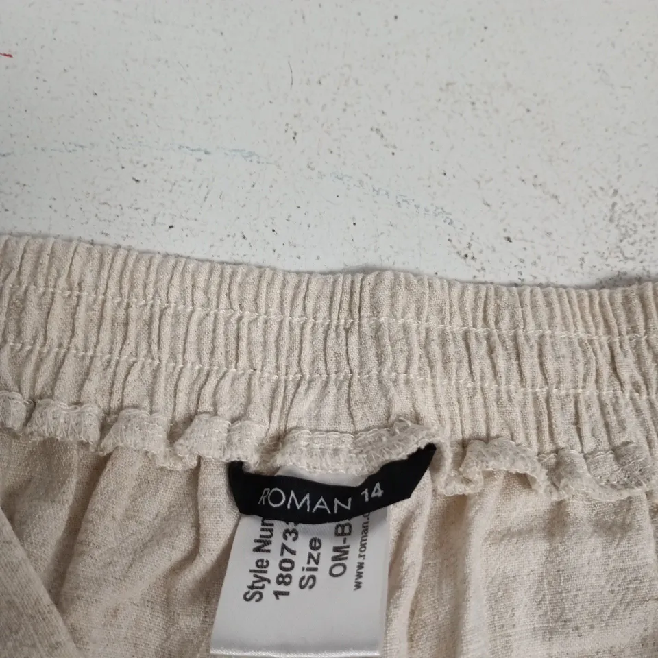 ROMAN LINEN FULL-LENGTH TROUSERS – UK 14 (BEIGE)