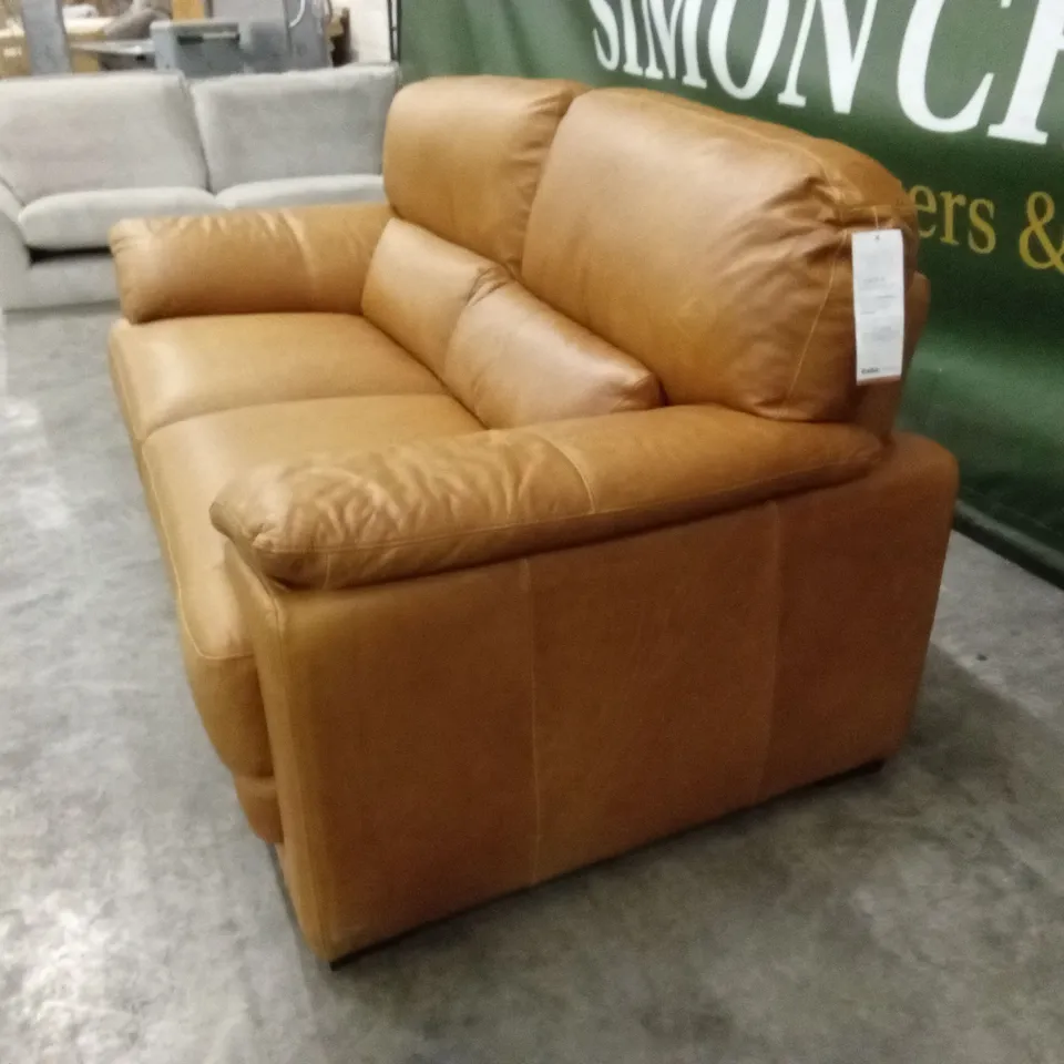 QUALITY DESIGNER ITALIAN MADE BRUNELLO 2 SEATER LEATHER LOVESEAT SOFA - TAN
