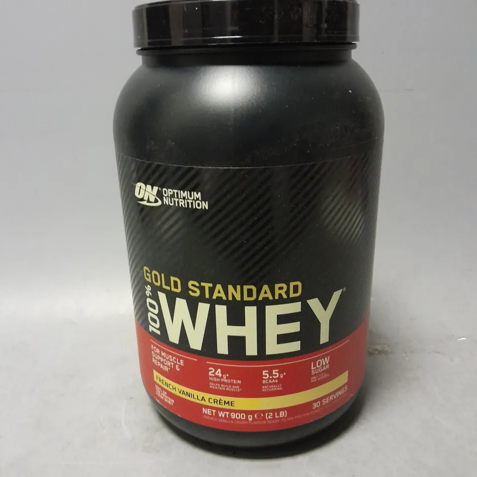 SEALED ON OPTIMUM NUTRITION GOLD STANDARD WHEY FRENCH VANILLA CRÈME - 900G 