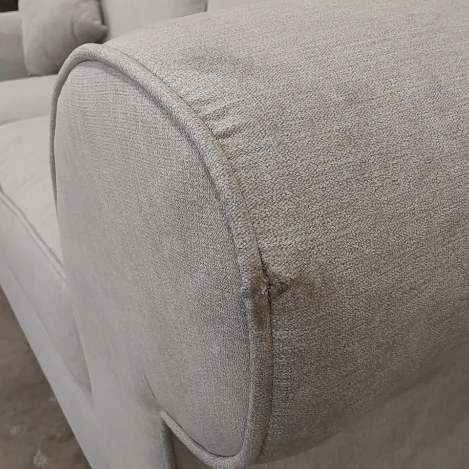 DESIGNER BEARTRICE 3 SEATER GREY FABRIC UPHOLSTERED SOFA 