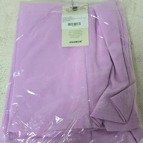 ANAMOR SCUBA CREPE SIDE LOCK GOLD BUTTON DETAIL TROUSERS, LAVENDER - SIZE 20