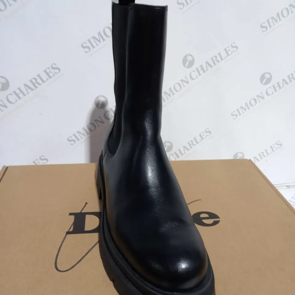 DUNE PALMZ ANKLE BOOT BLACK LEATHER SIZE 5 - BOXED