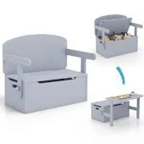 BOXED COSTWAY 3-IN-1 KIDS TABLE AND CHAIR SET WITH TOY STORAGE BOX - GREY