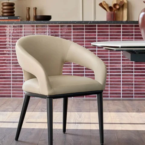 BOXED DANETTI HEATH NATURAL FAUX LEATHER DINING CHAIR