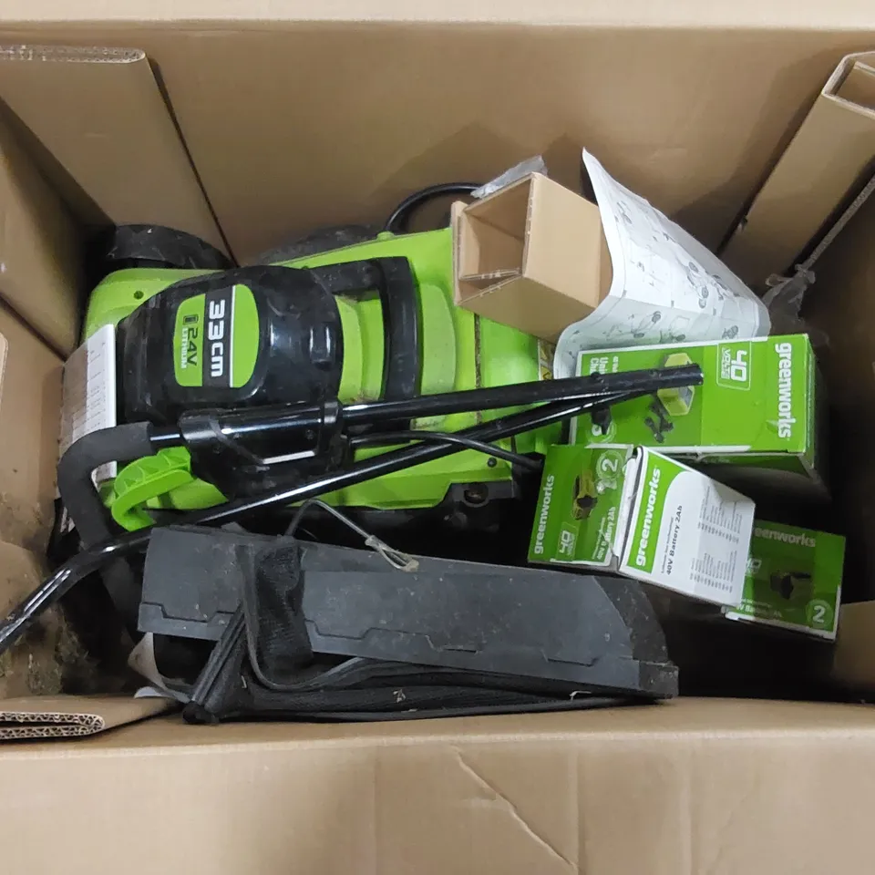 BOXED GREENWORKS 40V ELECTRIC 41CM LAWN MOWER 